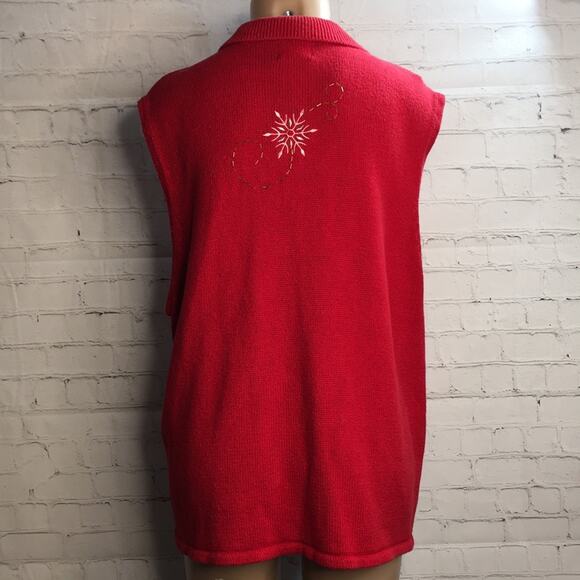 Southern‎ Lady II Red Winter Snowflake Sweater Vest Women's Size 1X - Picture 7 of 10
